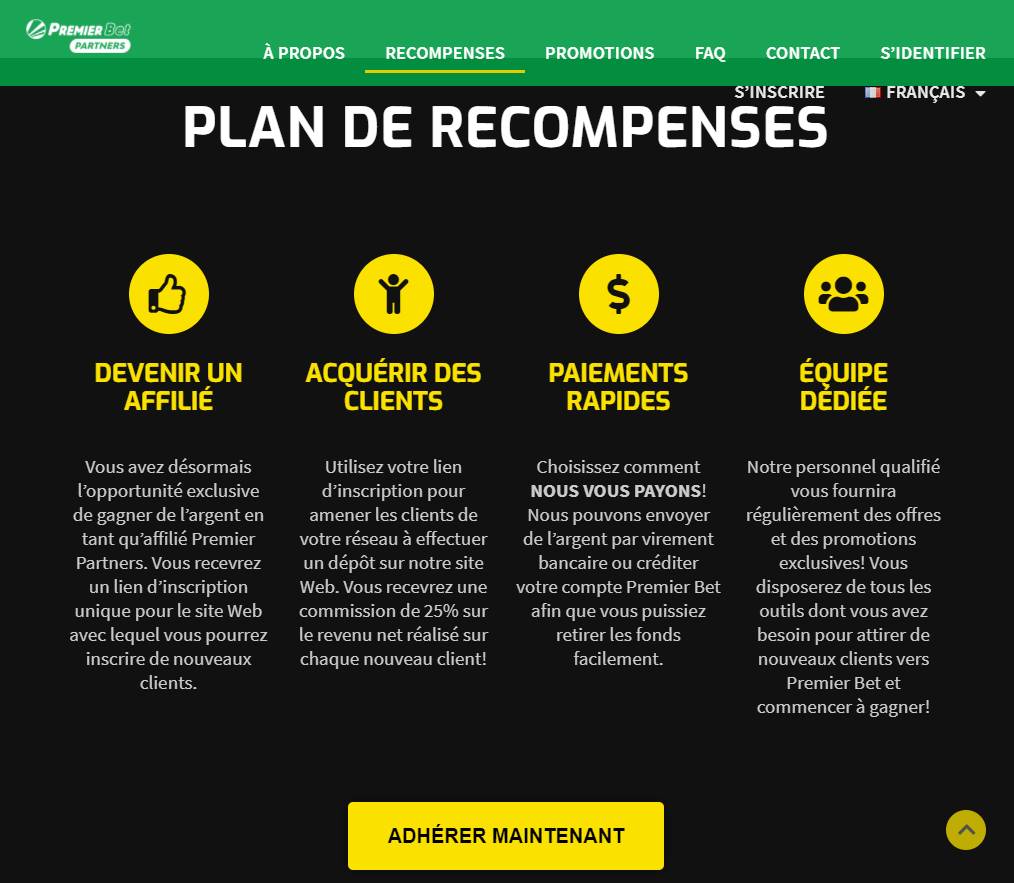 Le plan de récompenses